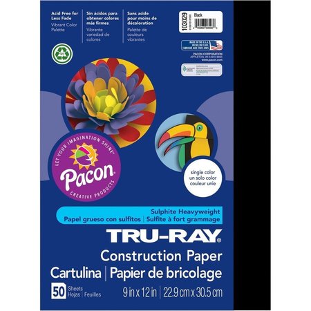 TRU-RAY Paper, Const, 9X12, Black, 50Sh Pk PAC103029